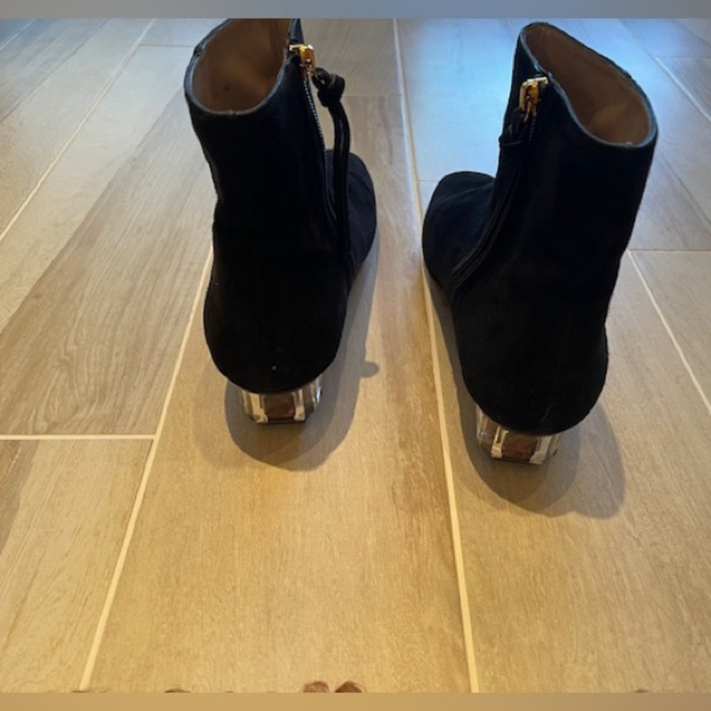 Stuart Weitzman The Dark Star Black Ankle Boots with Gem Heel - Picture 4 of 9